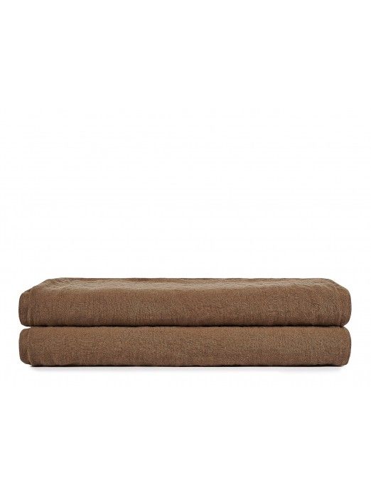 Linen Fitted Sheet in  Brick Color