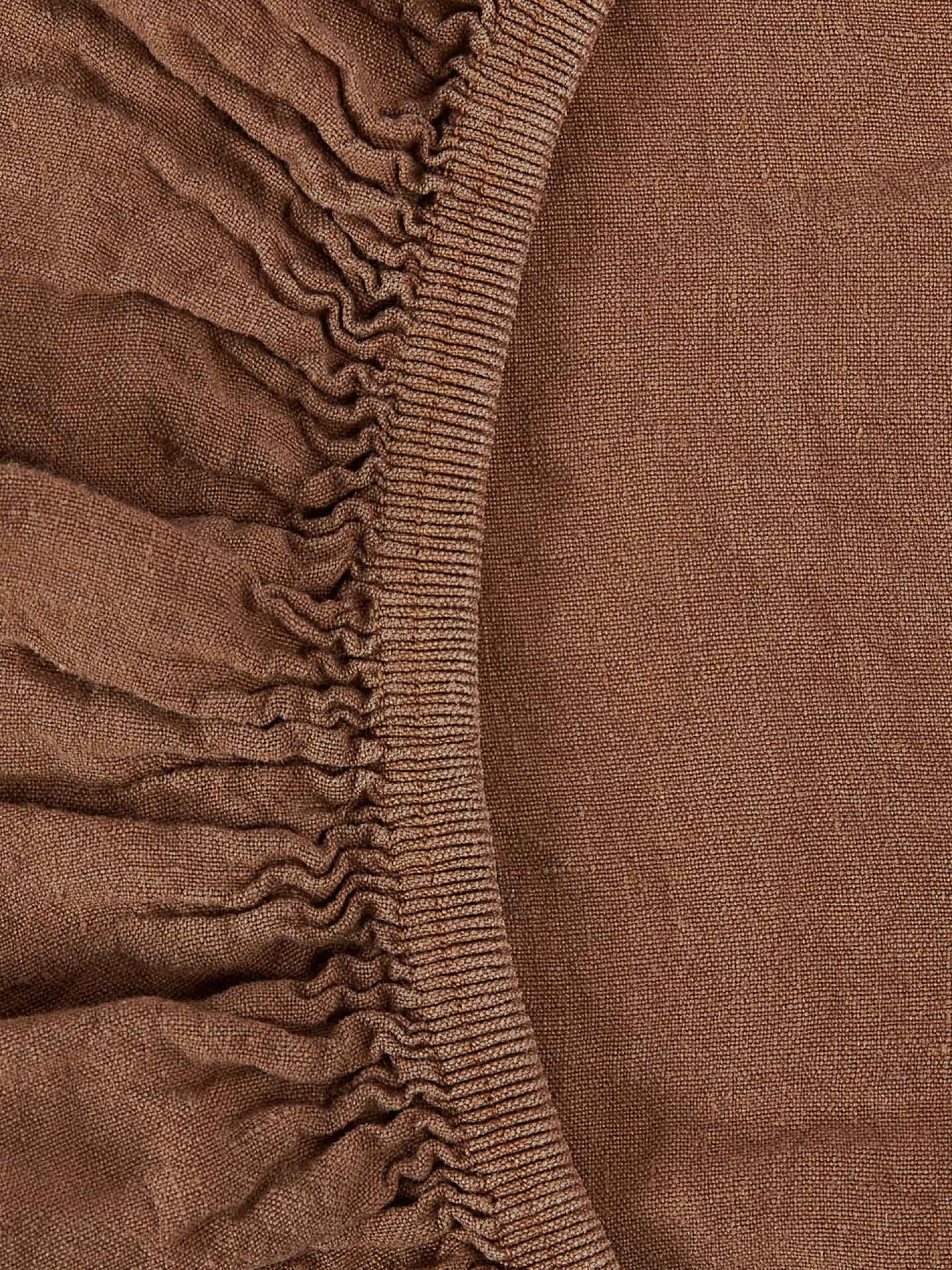 Sábana Ajustable de Lino Color Teja