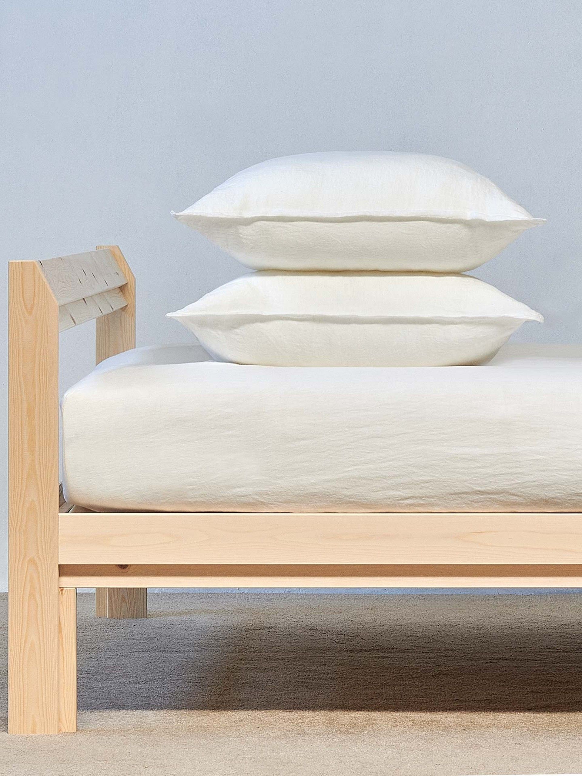 Sábana Ajustable de Lino Color Blanco