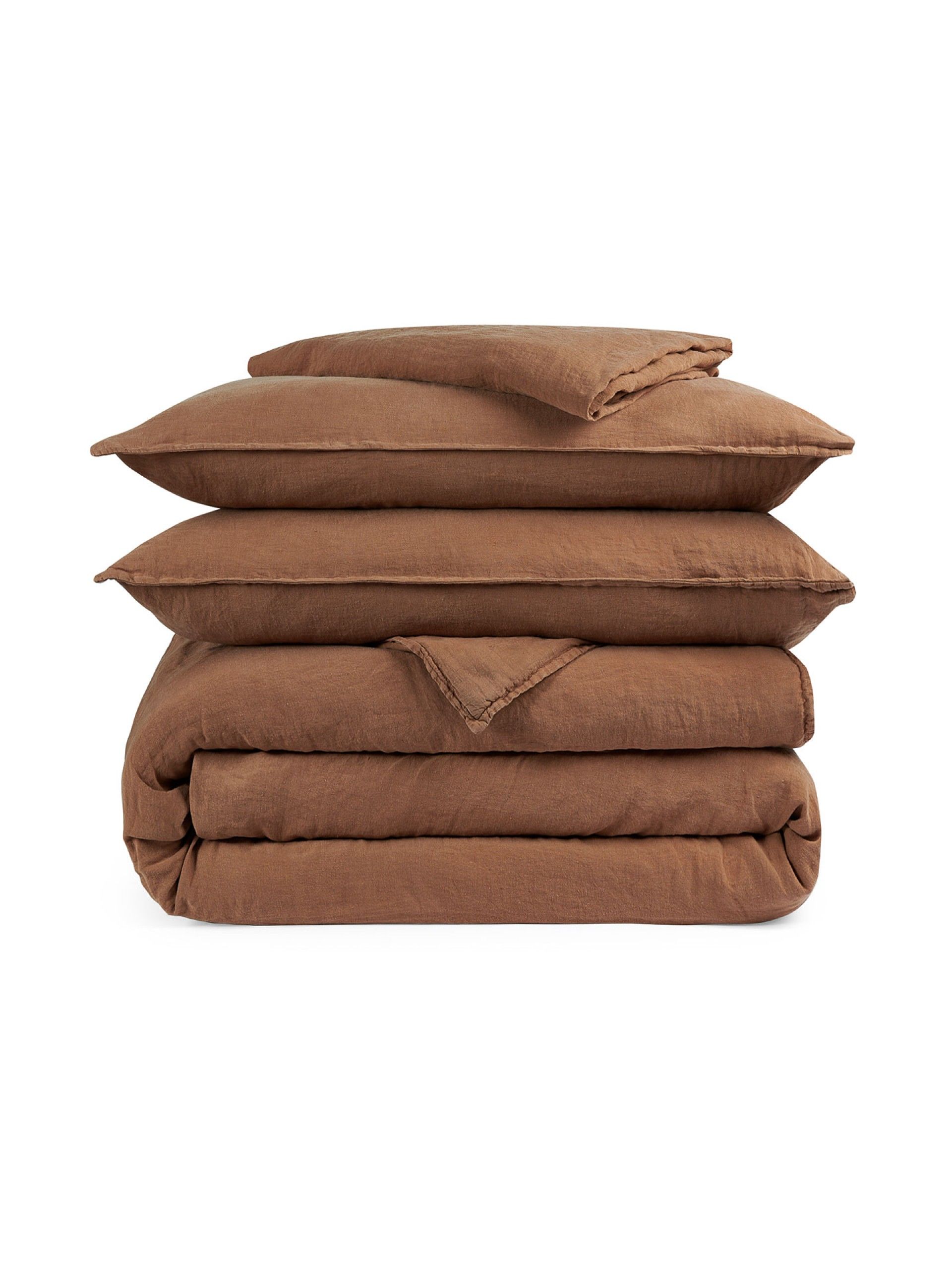 Linen Bedding Set in Brick Color