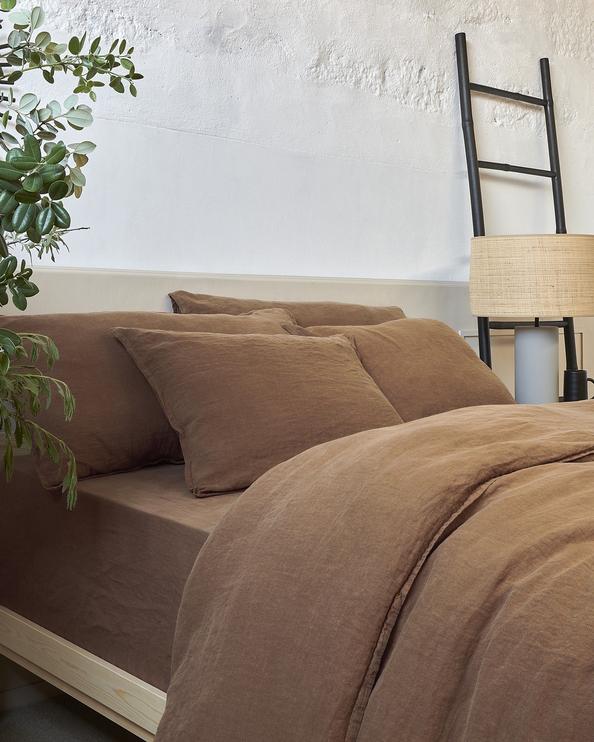 Linen Bedding Set in Brick Color