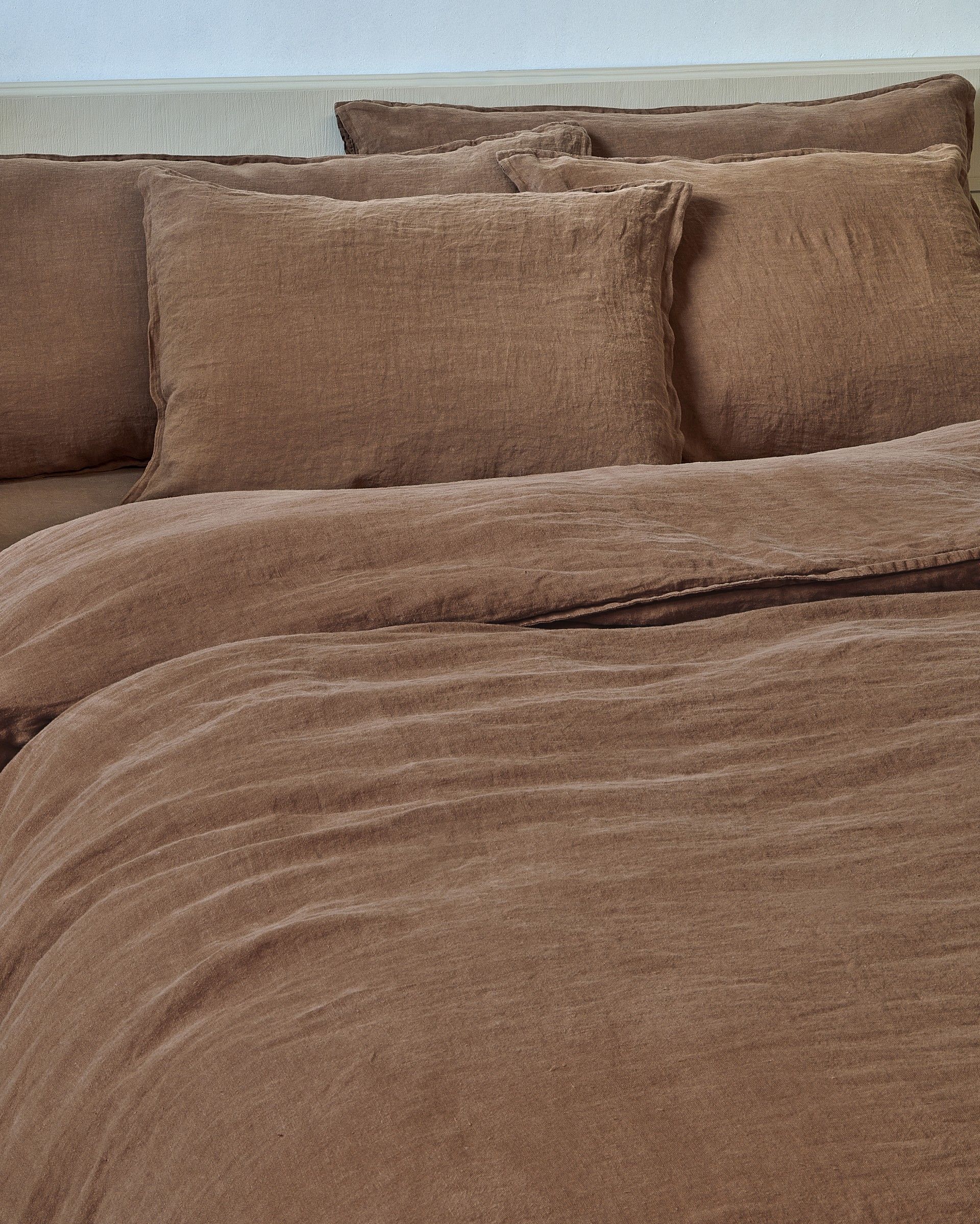Linen Bedding Set in Brick Color
