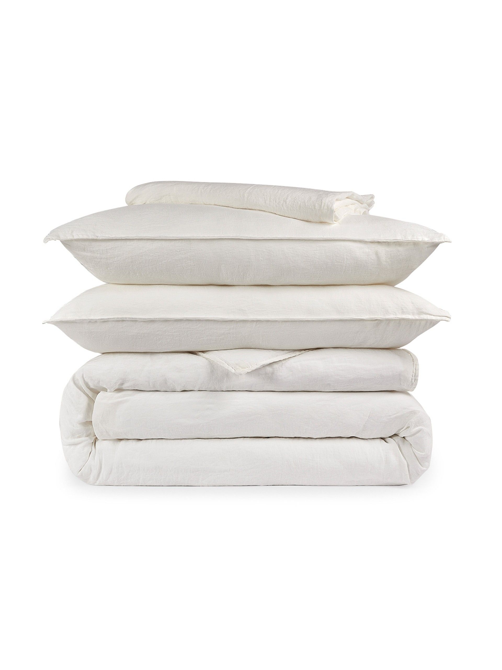 Conjunto de Ropa de Cama de Lino Color Blanco