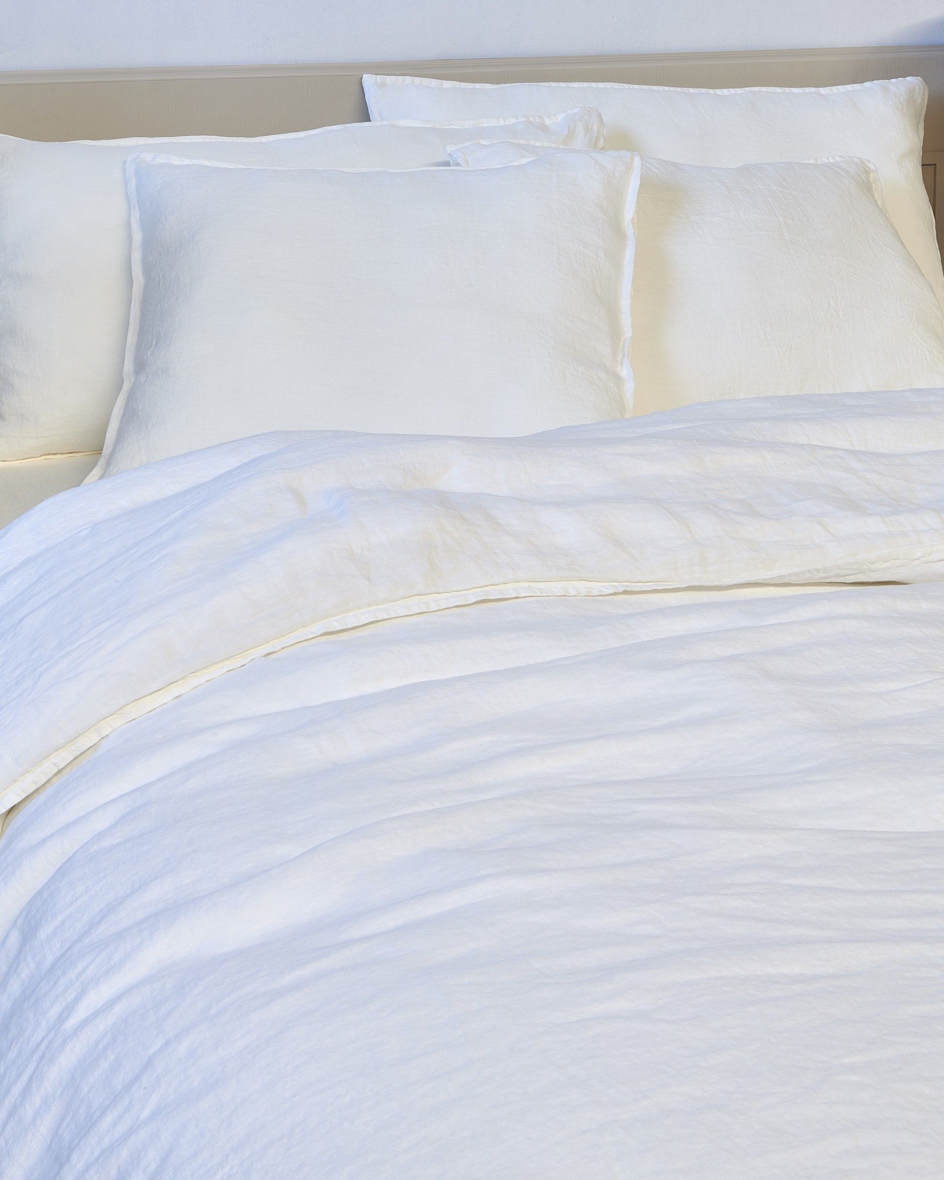 Conjunto de Ropa de Cama de Lino Color Blanco