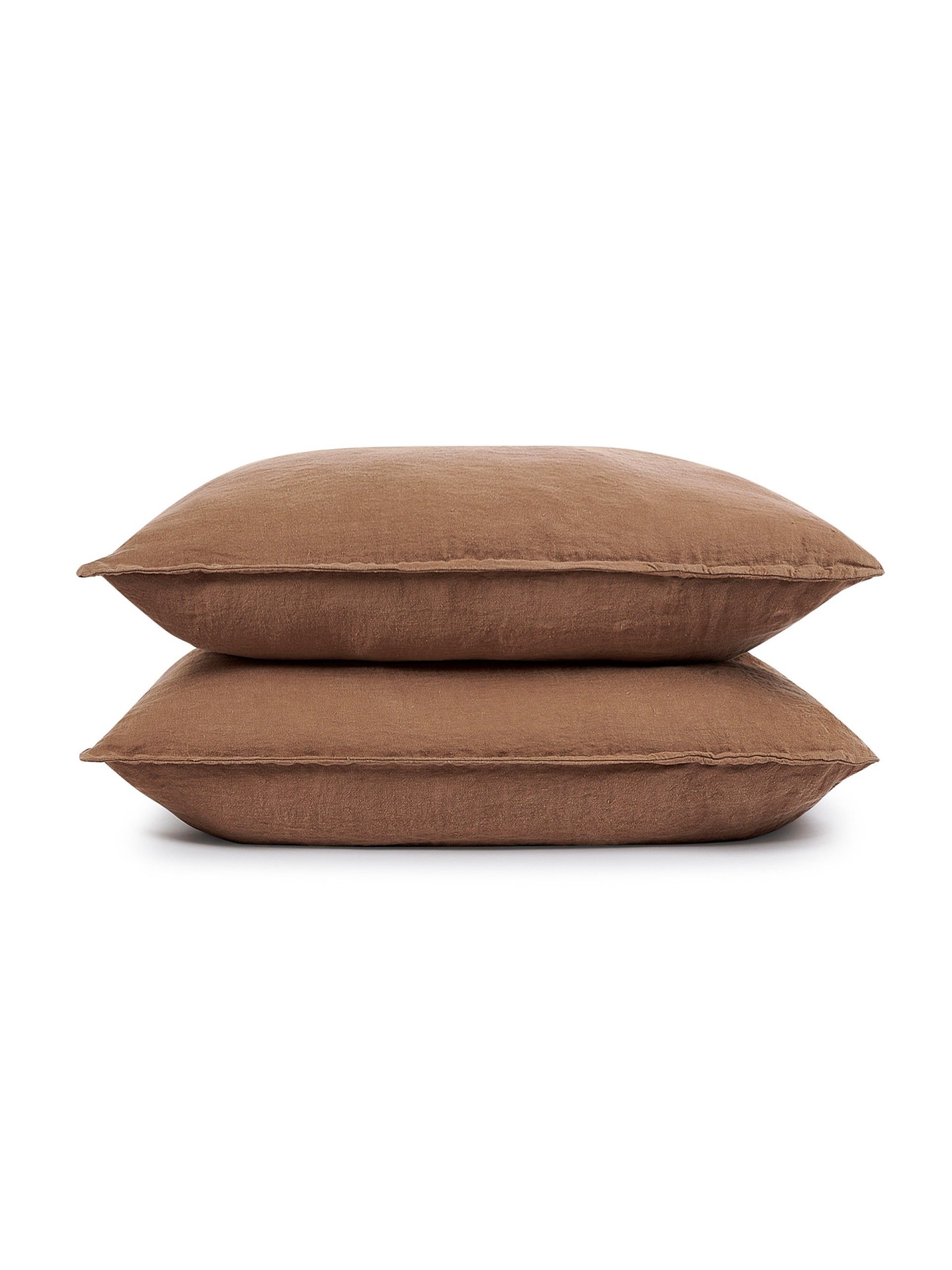 Conjunto de Funda de Almohada de Lino Color Teja