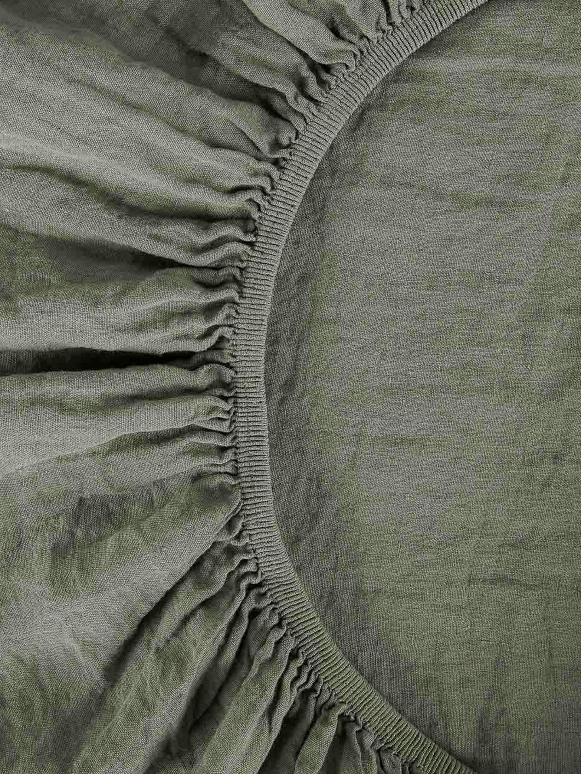 Sábana Ajustable de Lino Verde