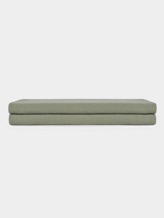 Linen Fitted Sheet in Green Color