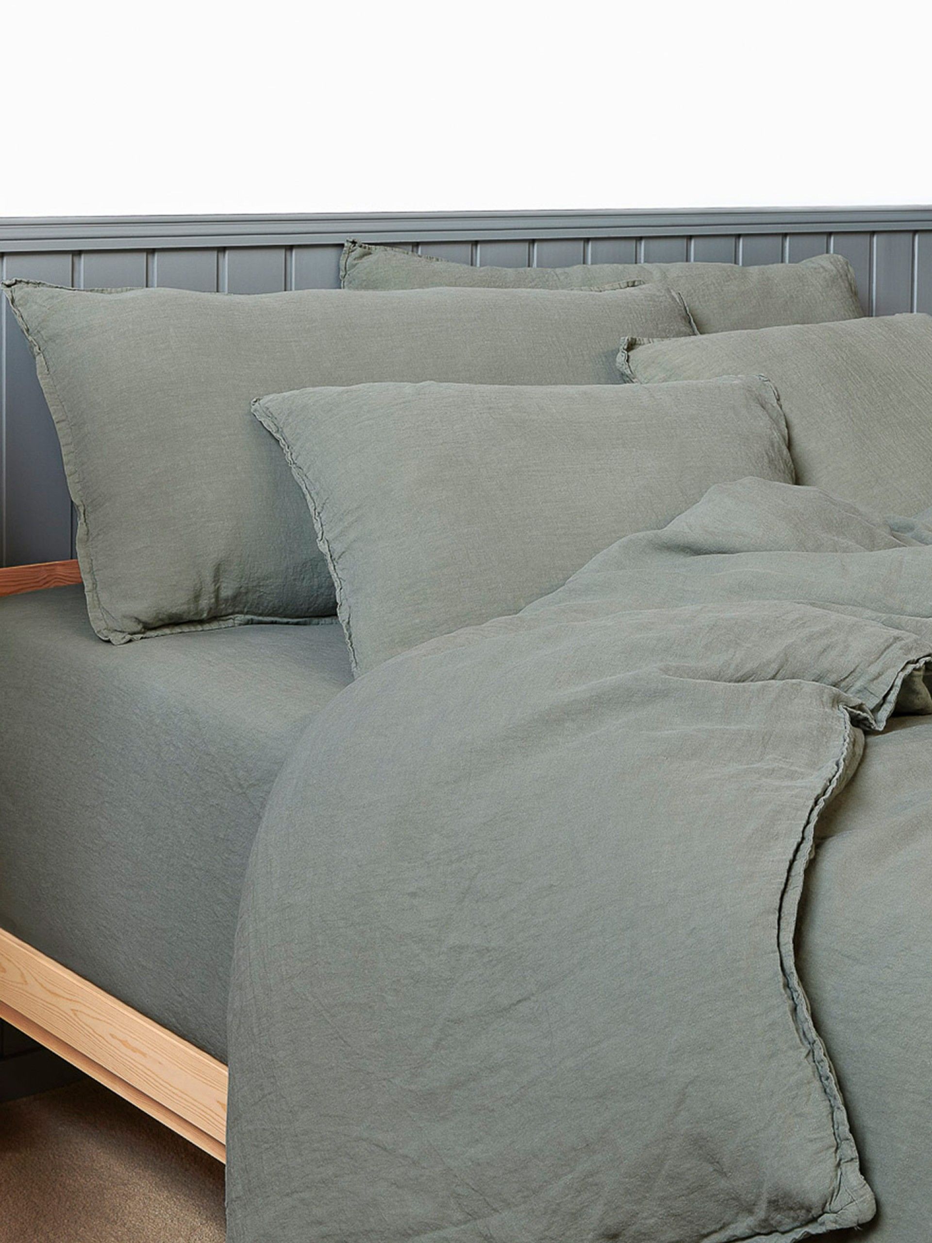 Sábana Ajustable de Lino Verde