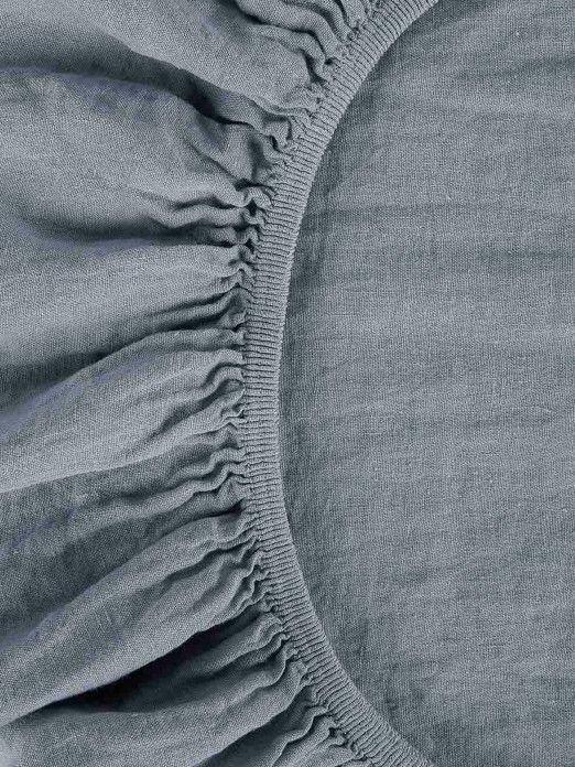 Linen Fitted Sheet in Blue Color