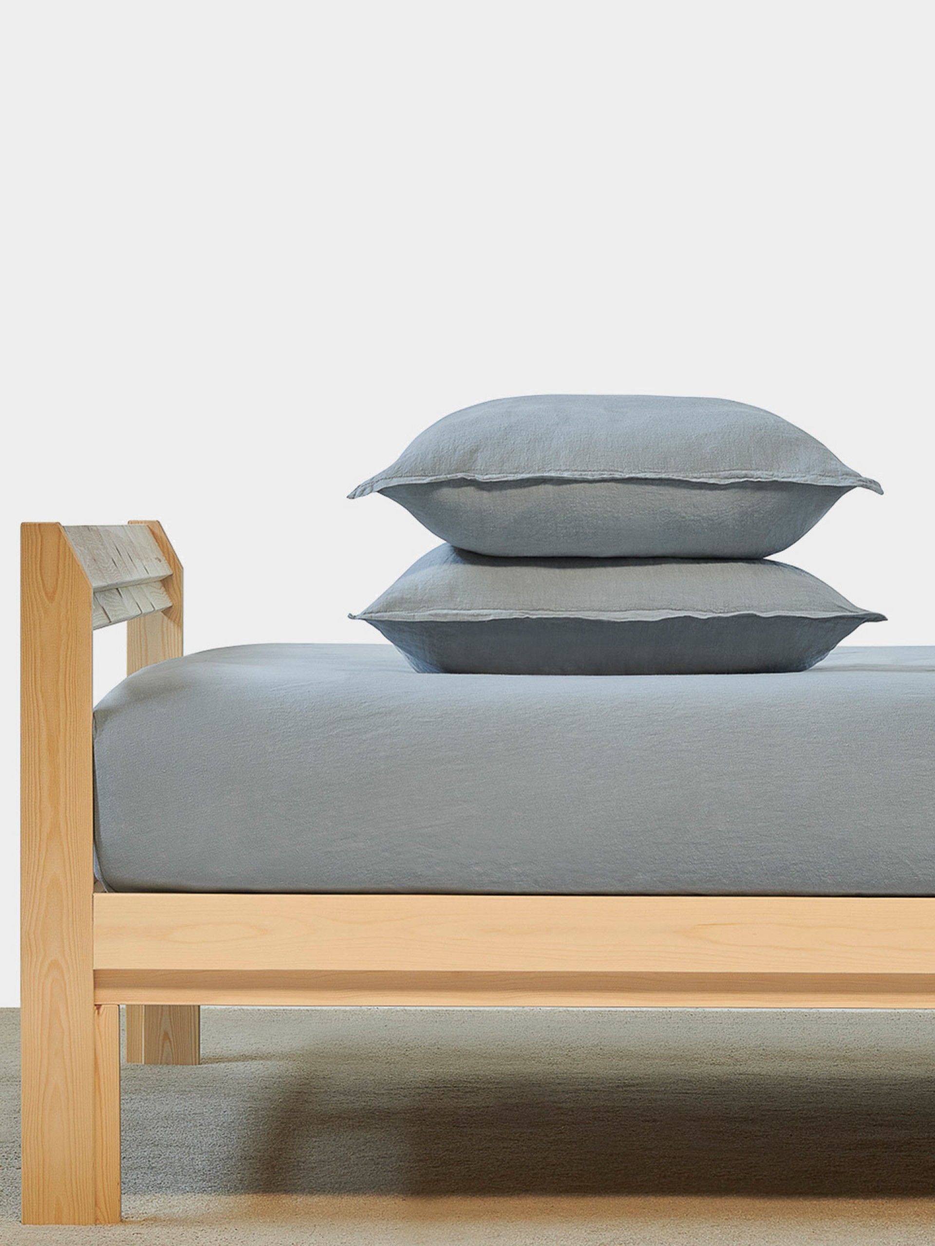 Sábana Ajustable de Lino Azul