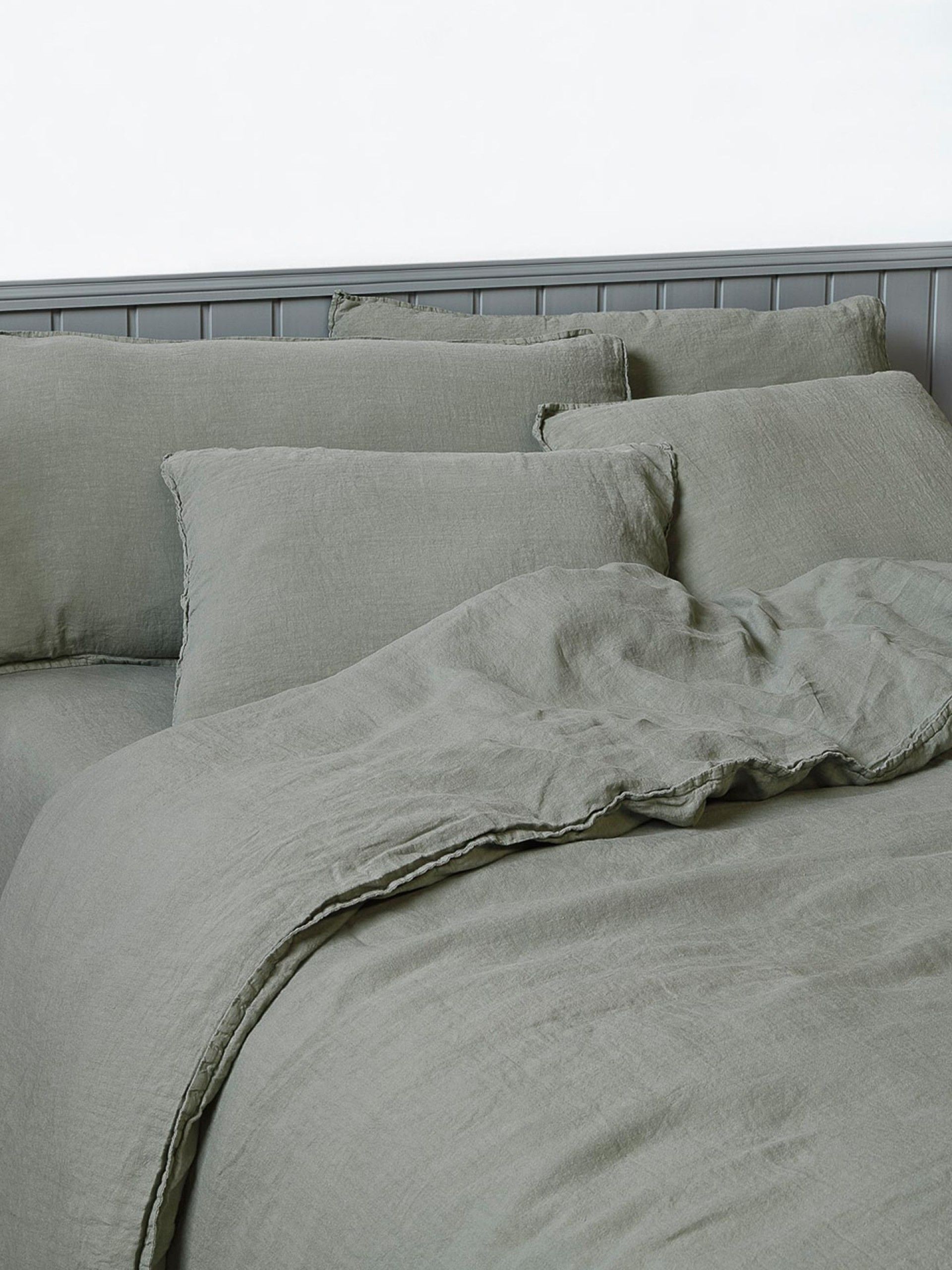 Conjunto de Funda de Almohada de Lino Verde