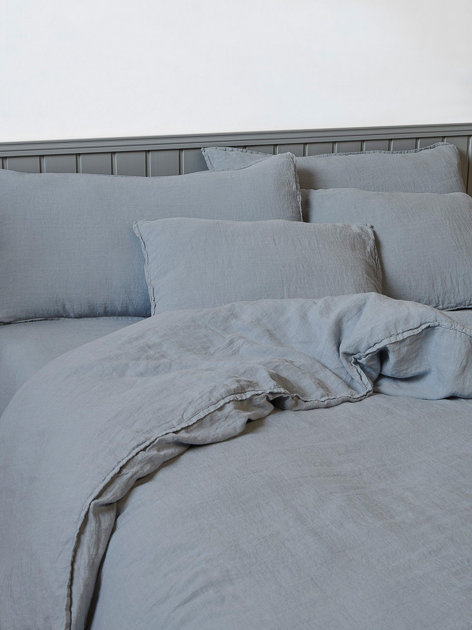 Conjunto de Funda de Almohada de Lino Azul